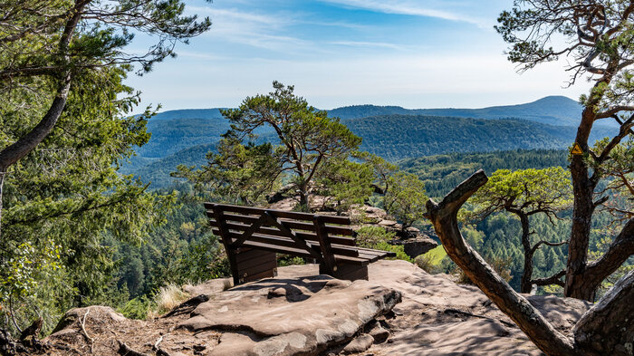 Rastplatz auf dem Schlüsselfels bei Busenberg im Pfälzerwald | © Sunhikes Rastplatz auf dem Schlüsselfels bei Busenberg | © Sunhikes
